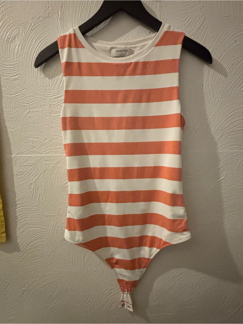 Aritzia - Babaton Coral-White Striped Sleeveless Bodysuit, MEDIUM
